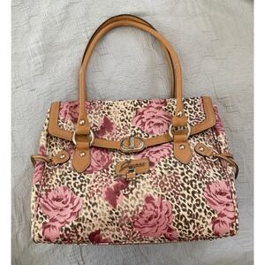 Guess Shoulder Bag Pink Rose Logo Print O-Ring Faux 2000s Y2K Indie Sleeze READ